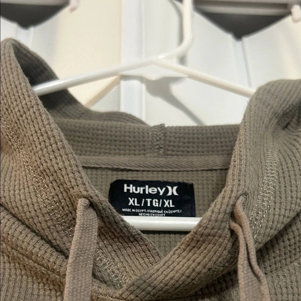 Hurley - Thermal Waffle Knit Men's Hoodie, Size XL - Olive Green - Picture 4 of 7